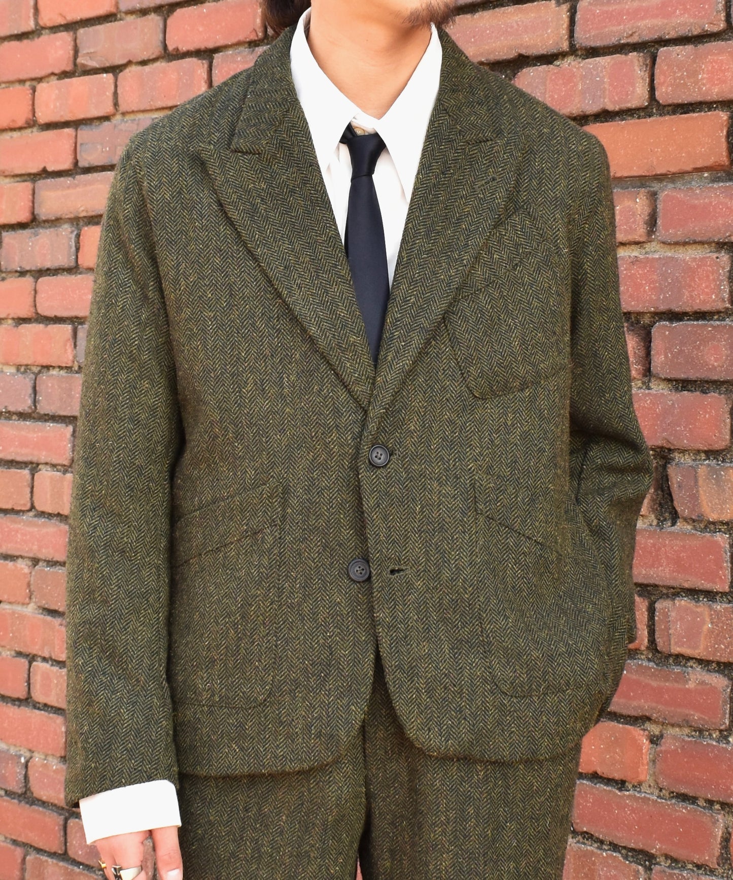 アンカーラペルツイードジャケット[Olive]