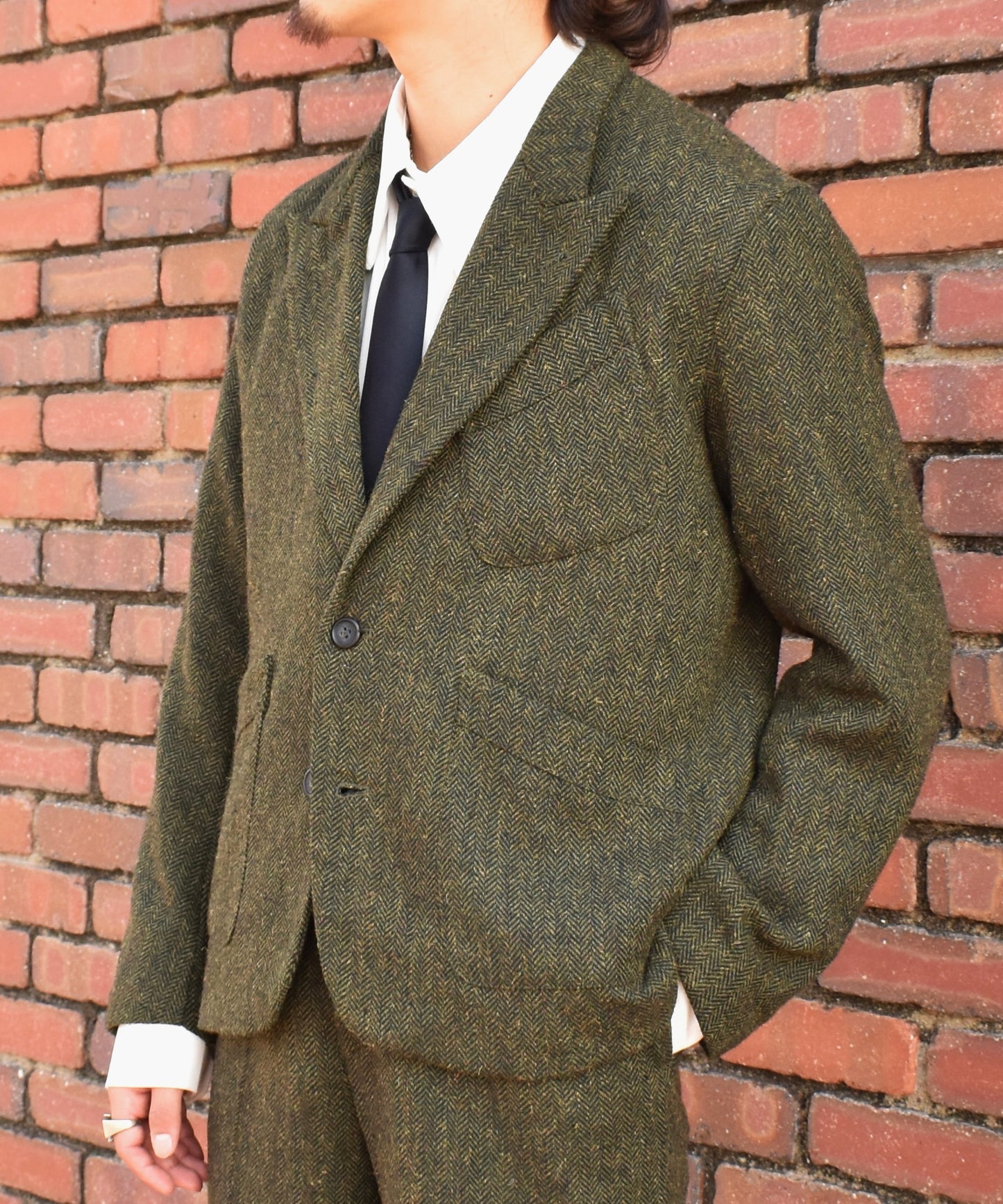 アンカーラペルツイードジャケット[Olive]