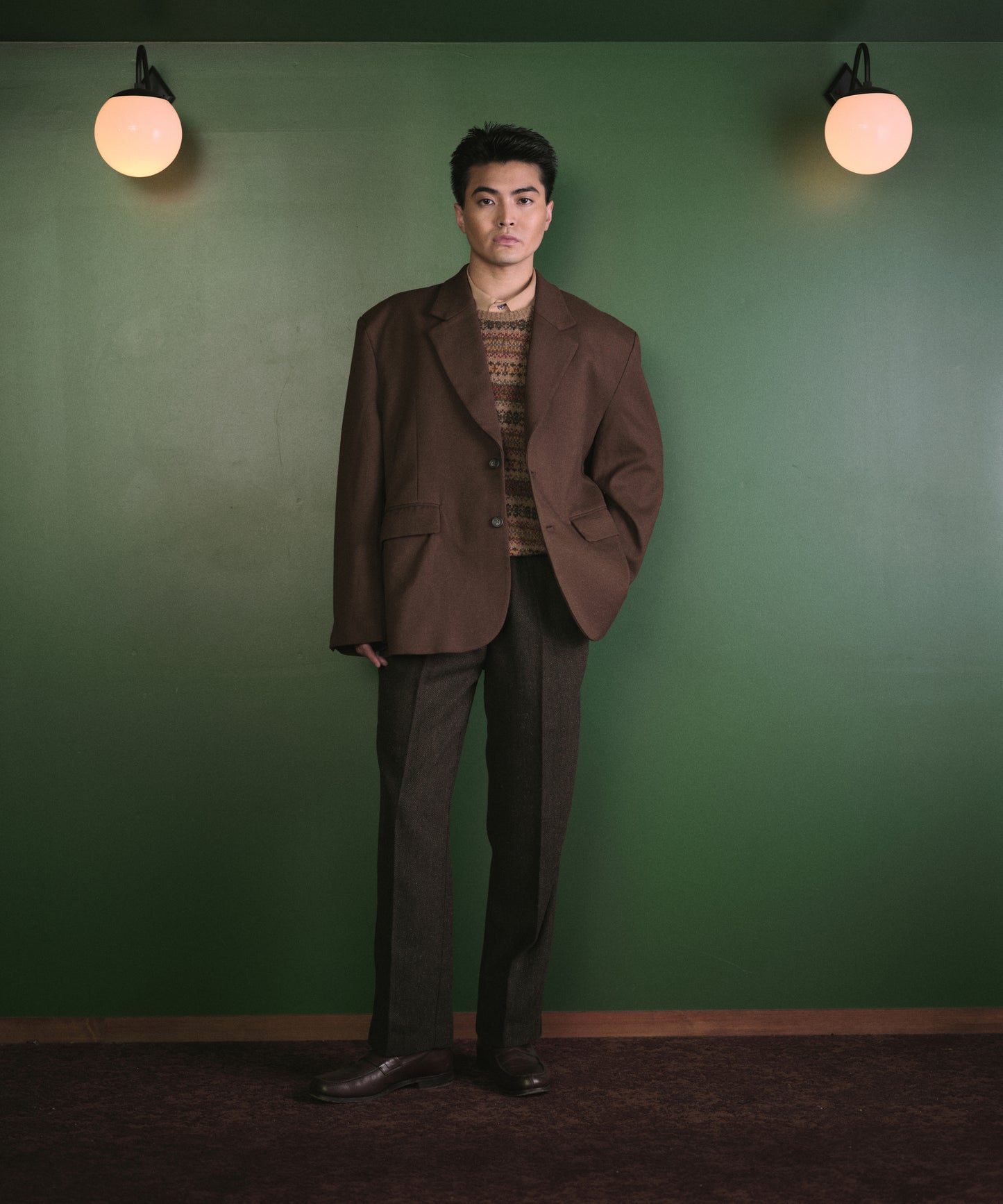 シンチバックツイードスラックス[Brown]