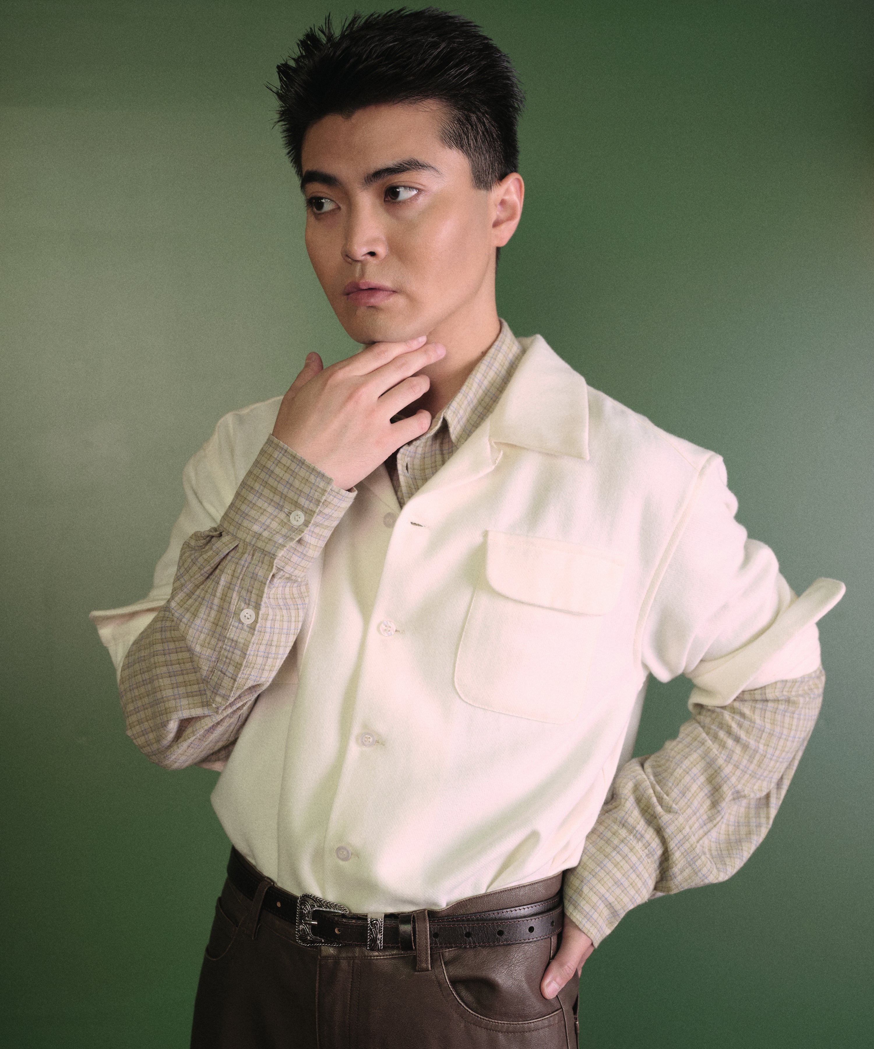 ウールオープンカラーシャツ[White] – Noen