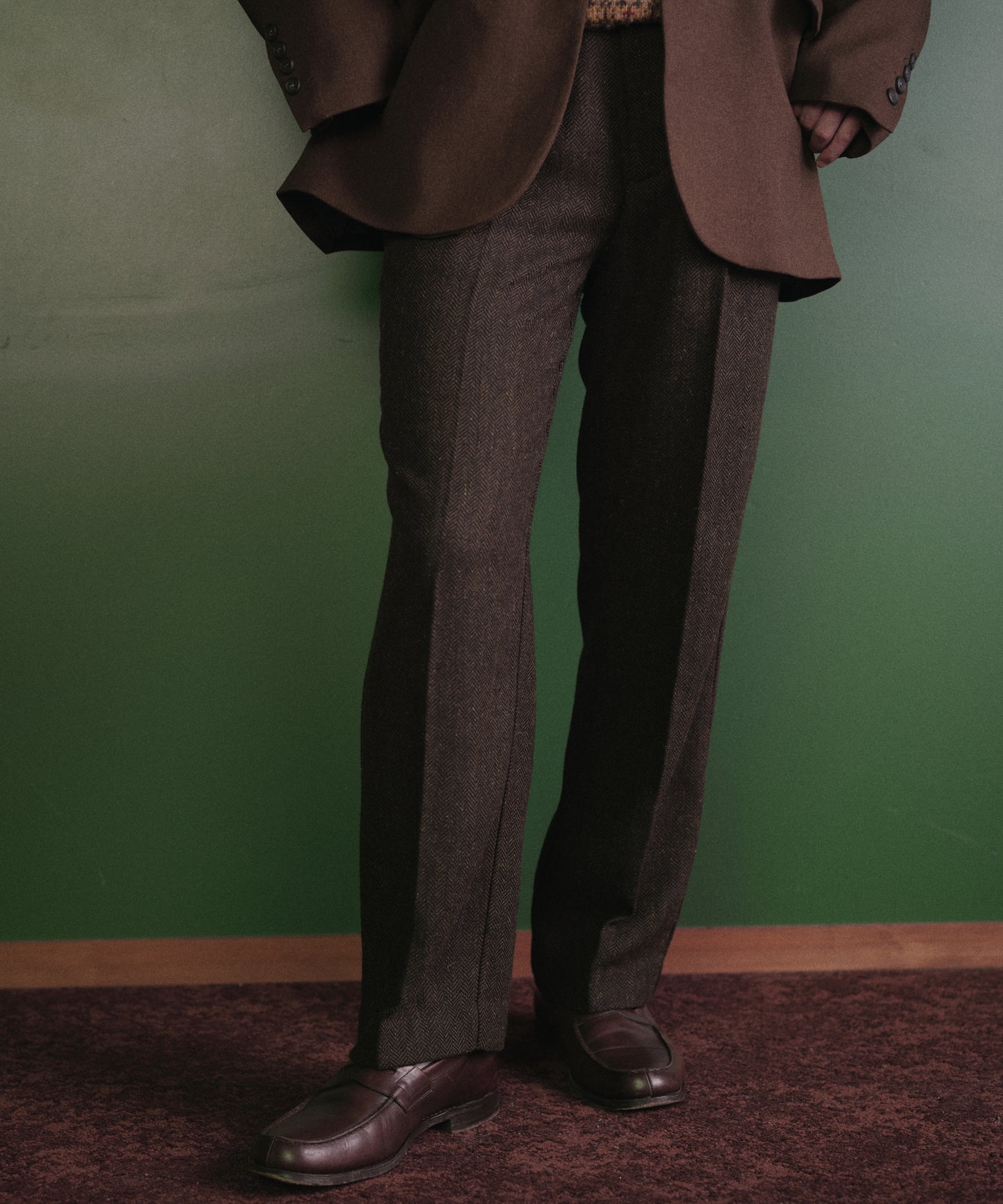 シンチバックツイードスラックス[Brown]