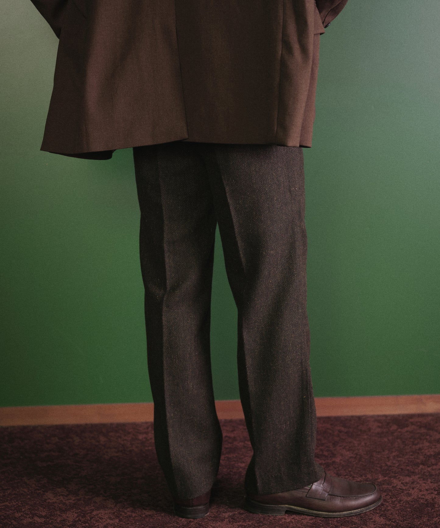 シンチバックツイードスラックス[Brown]