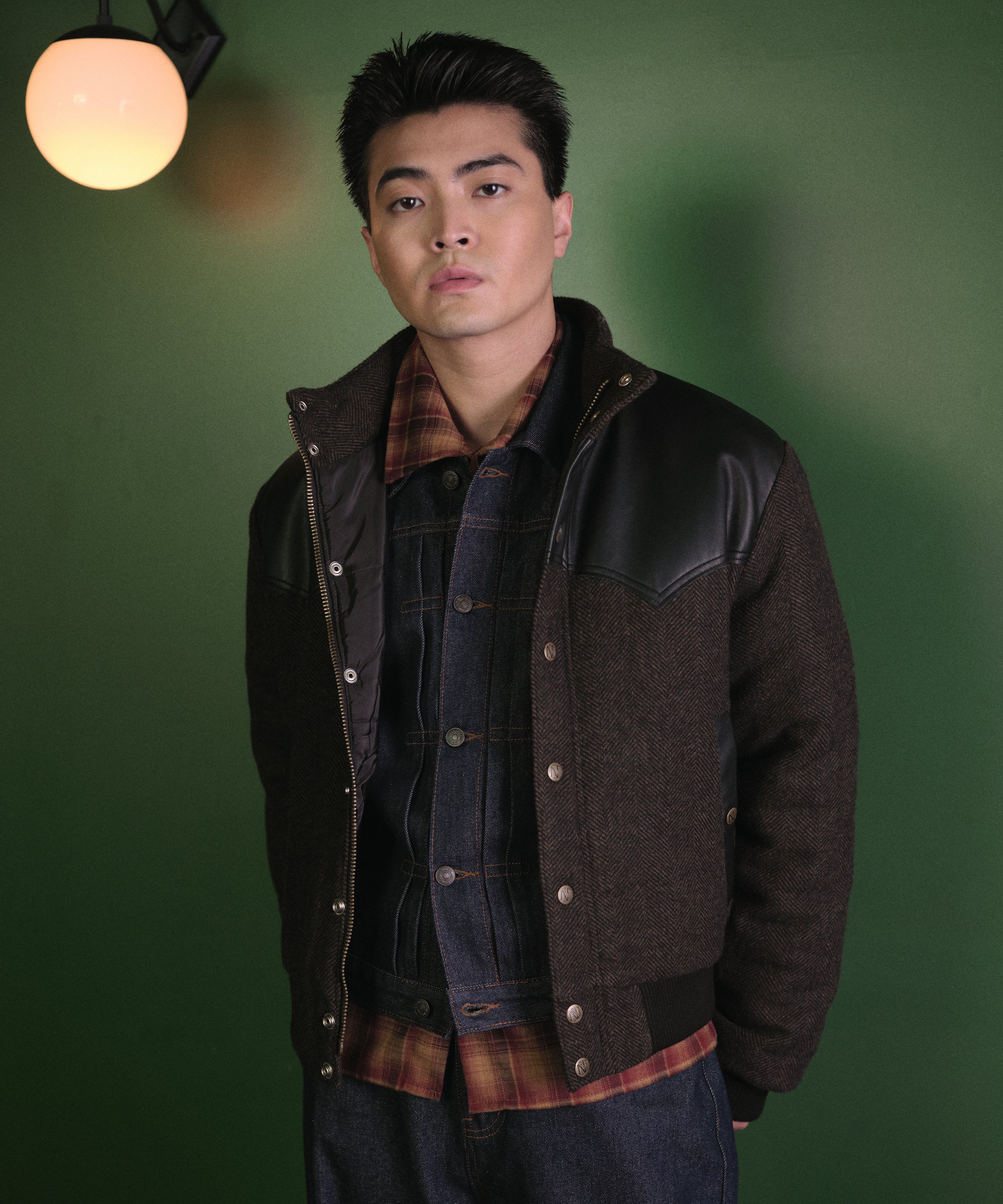 Noen レザーヨーク中綿ツイードジャケット レザーヨーク中綿ツイードジャケット（ダウンジャケット/コート