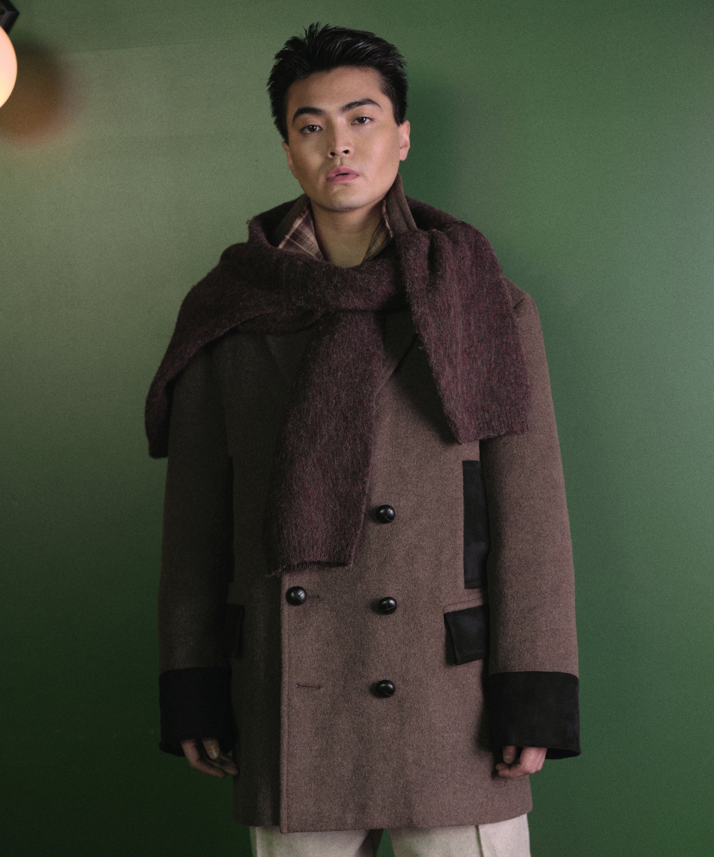 スエードデザインメルトンPコート[Brown]