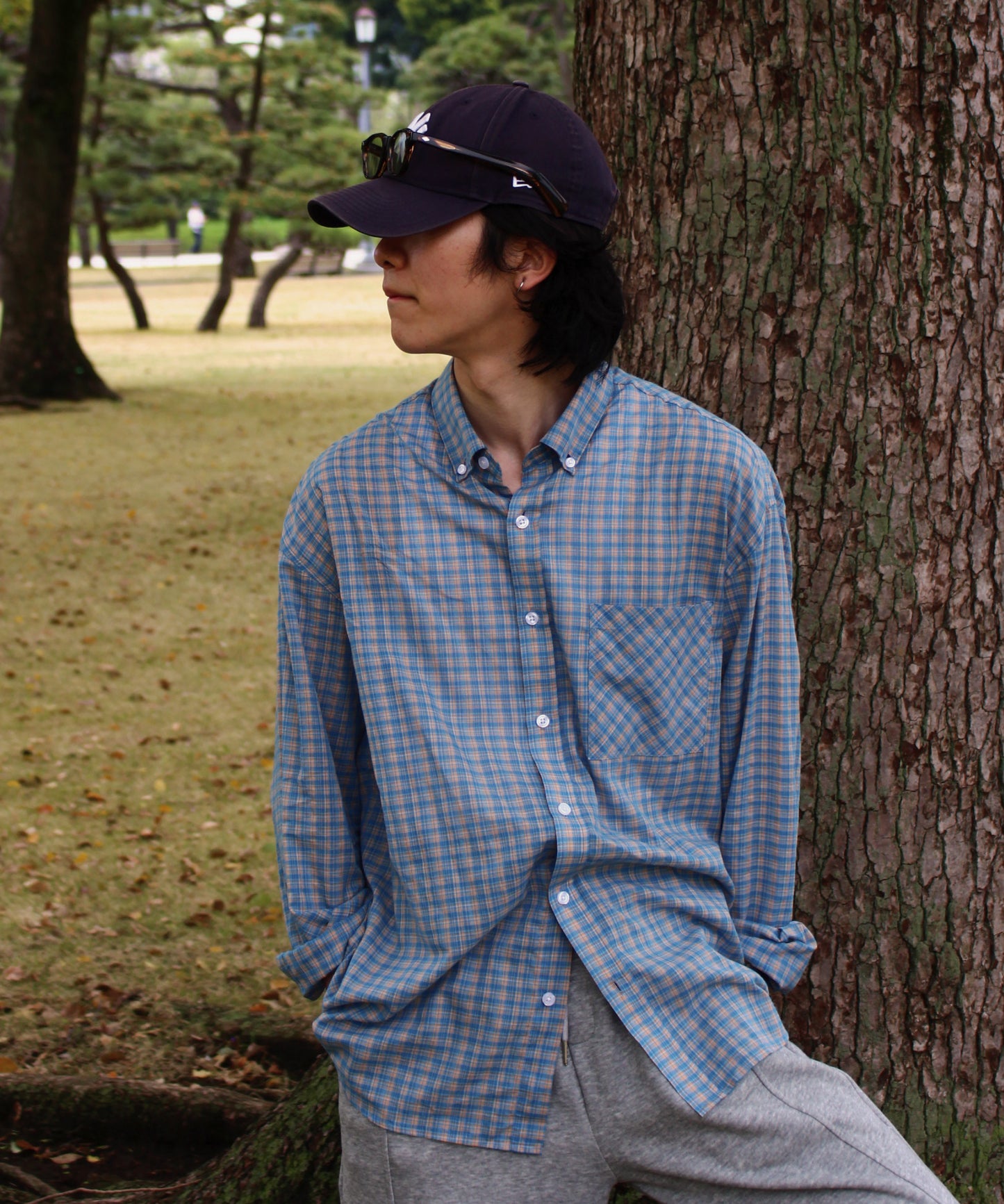 グラフチェックボタンダウンシャツ[Light Blue]
