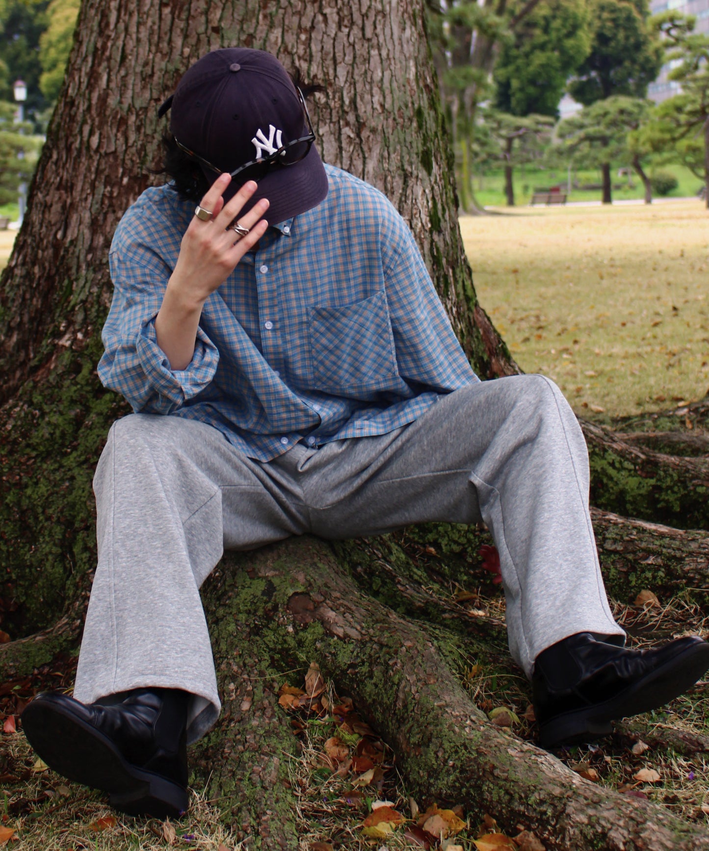 グラフチェックボタンダウンシャツ[Light Blue]