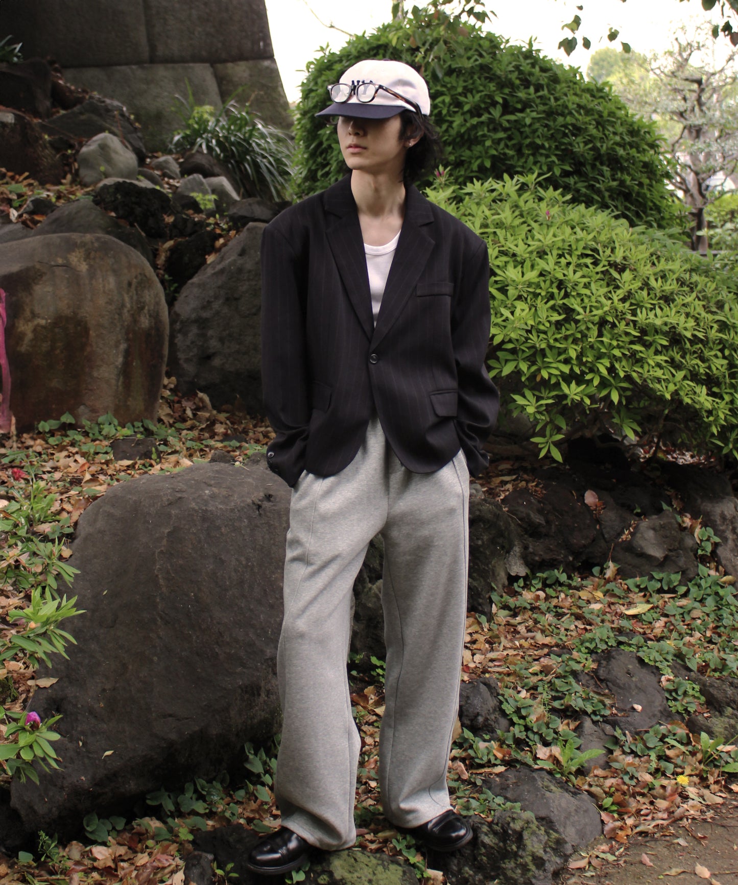 センタープレススウェットパンツ[Gray]