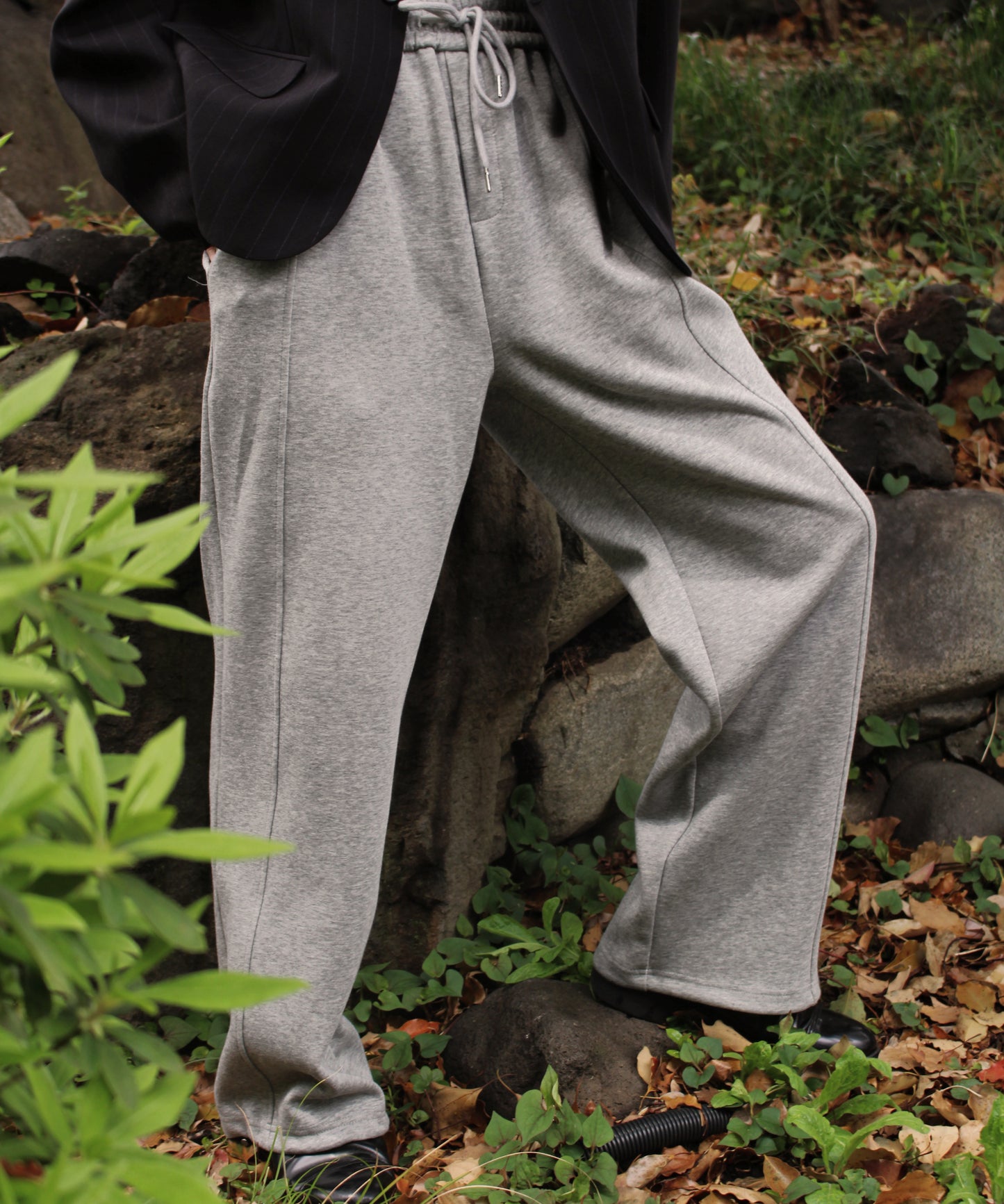 センタープレススウェットパンツ[Gray]