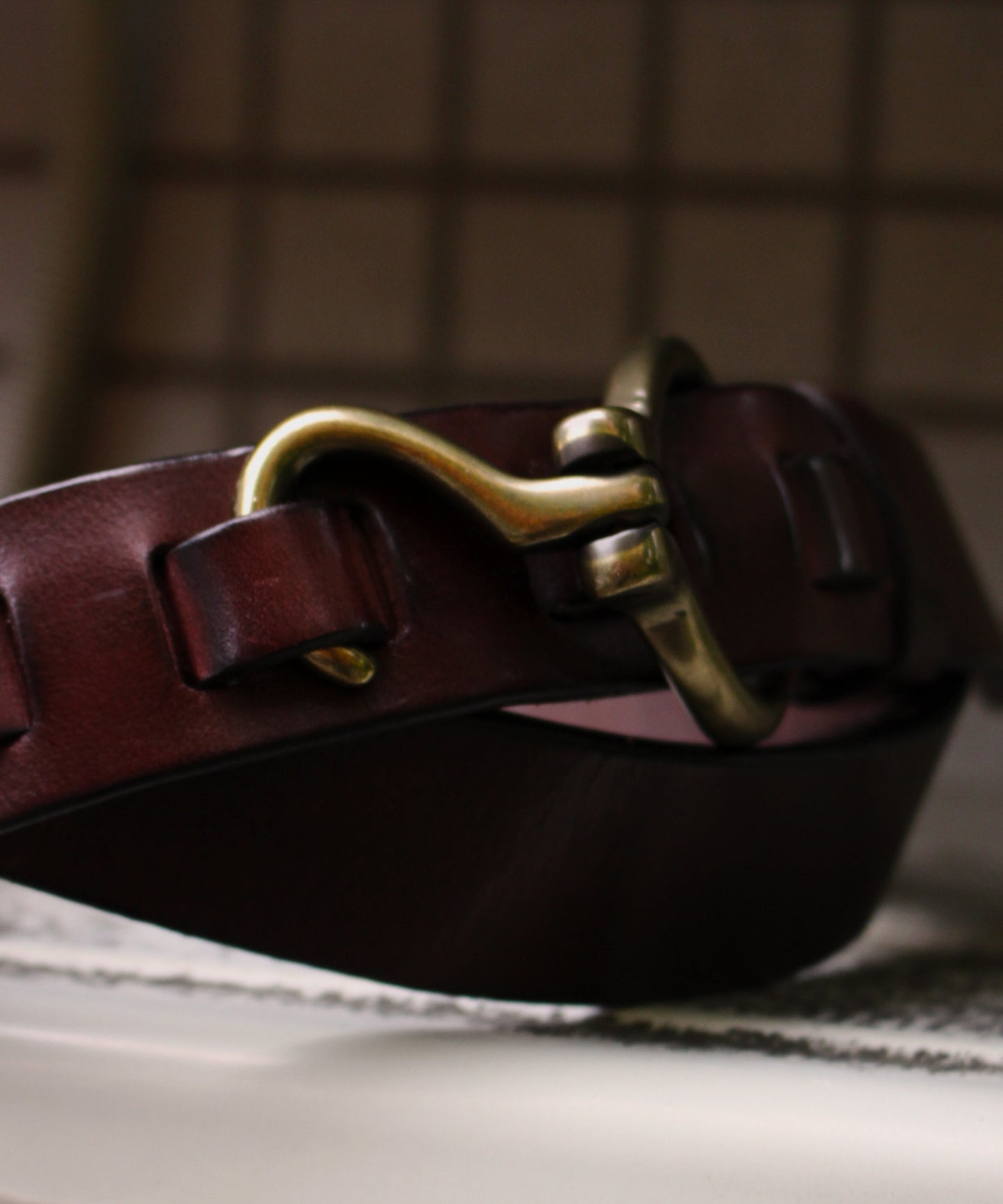 フックバックルレザーベルト35㎜[Brown]