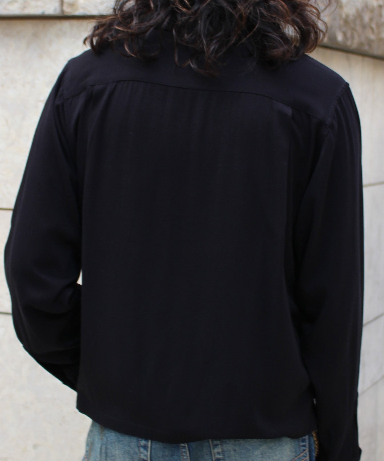 レーヨンプルオーバーシャツ[Black]