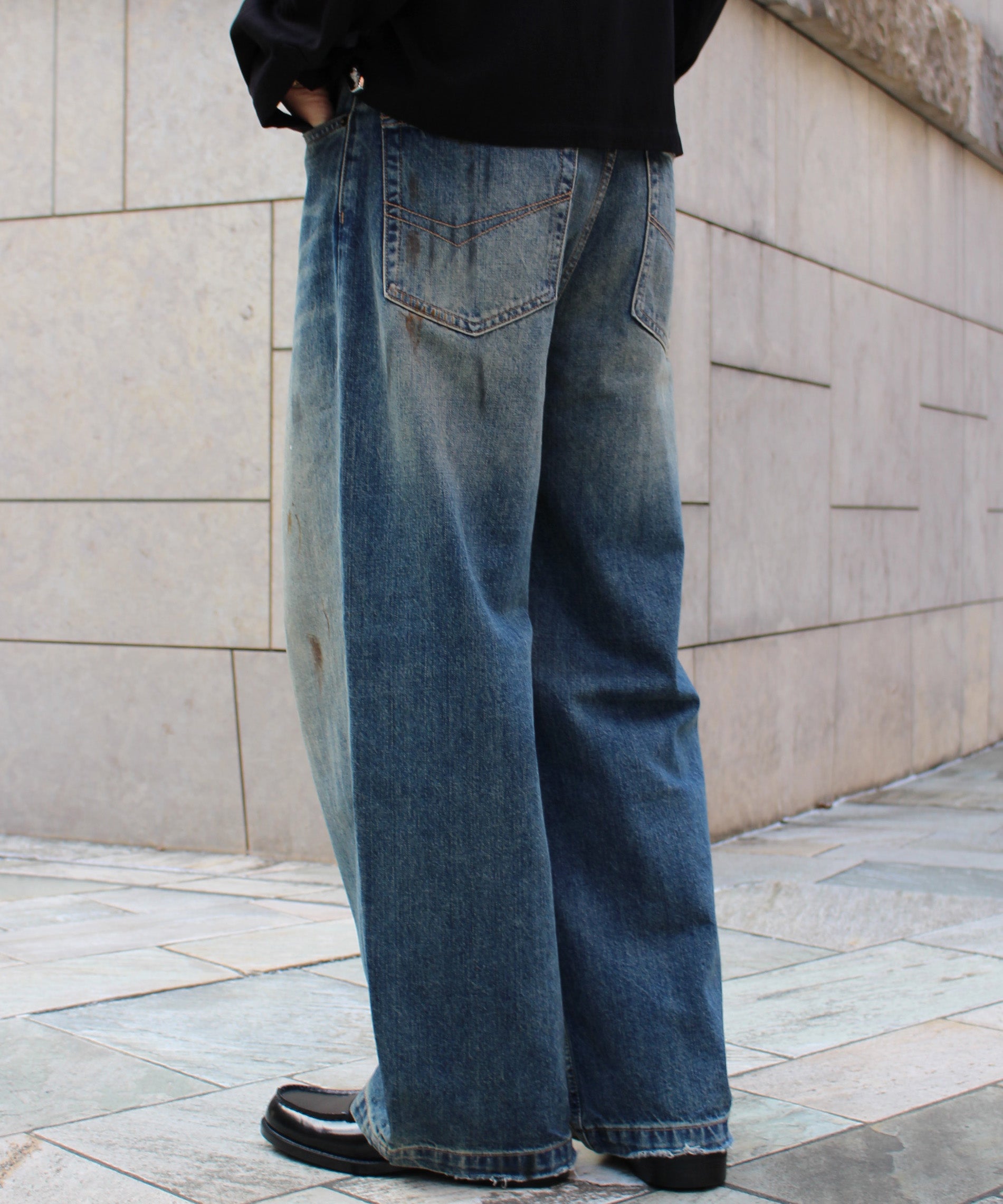 geek ペイント バギー デニム ペイントバギーデニムパンツ[Blue] – Noen