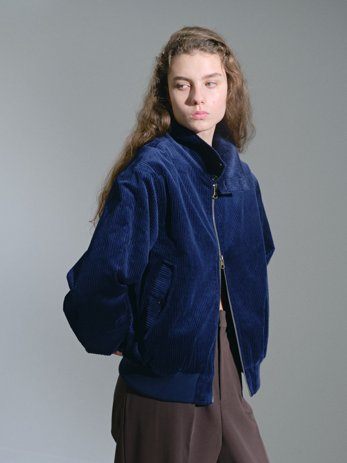 ヘビーコーデュロイハリントンジャケット[Navy]