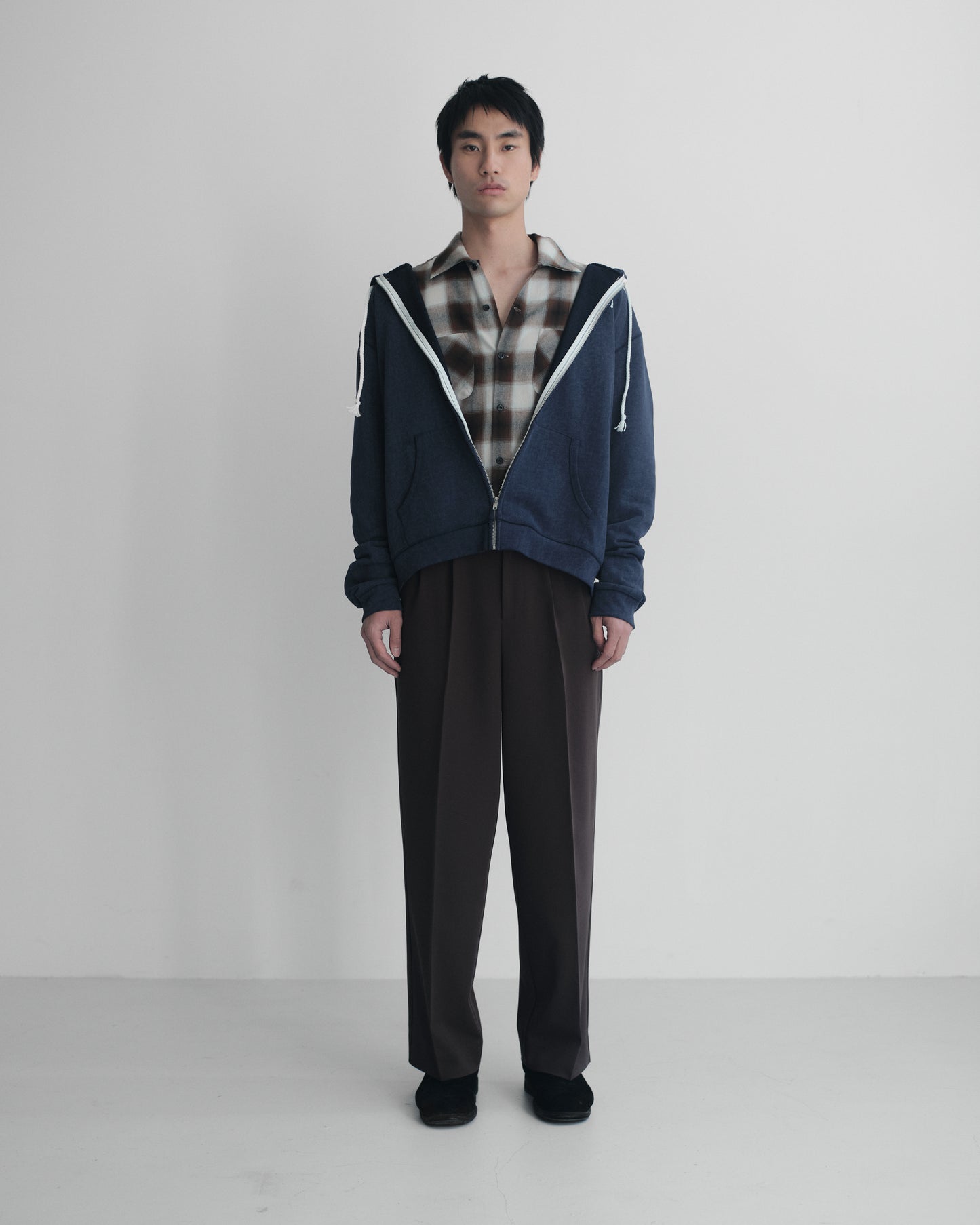 オンブレチェックシャツ[Brown]