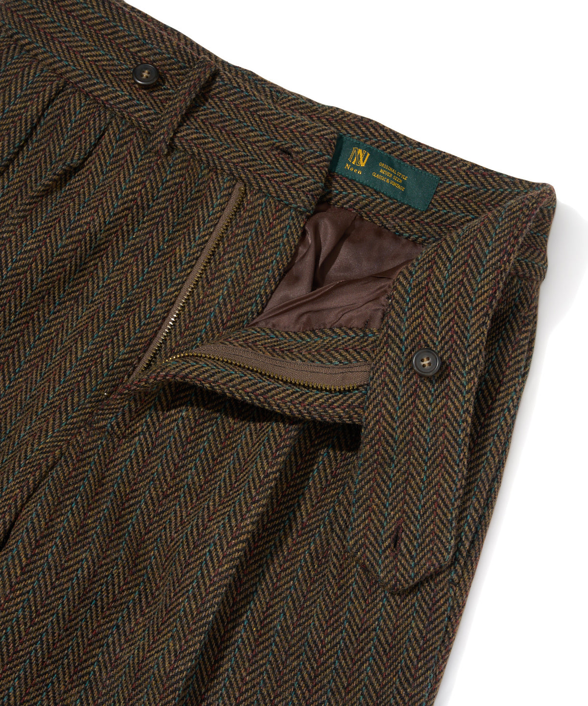 ヘリンボーンツイードスラックス[Brown]