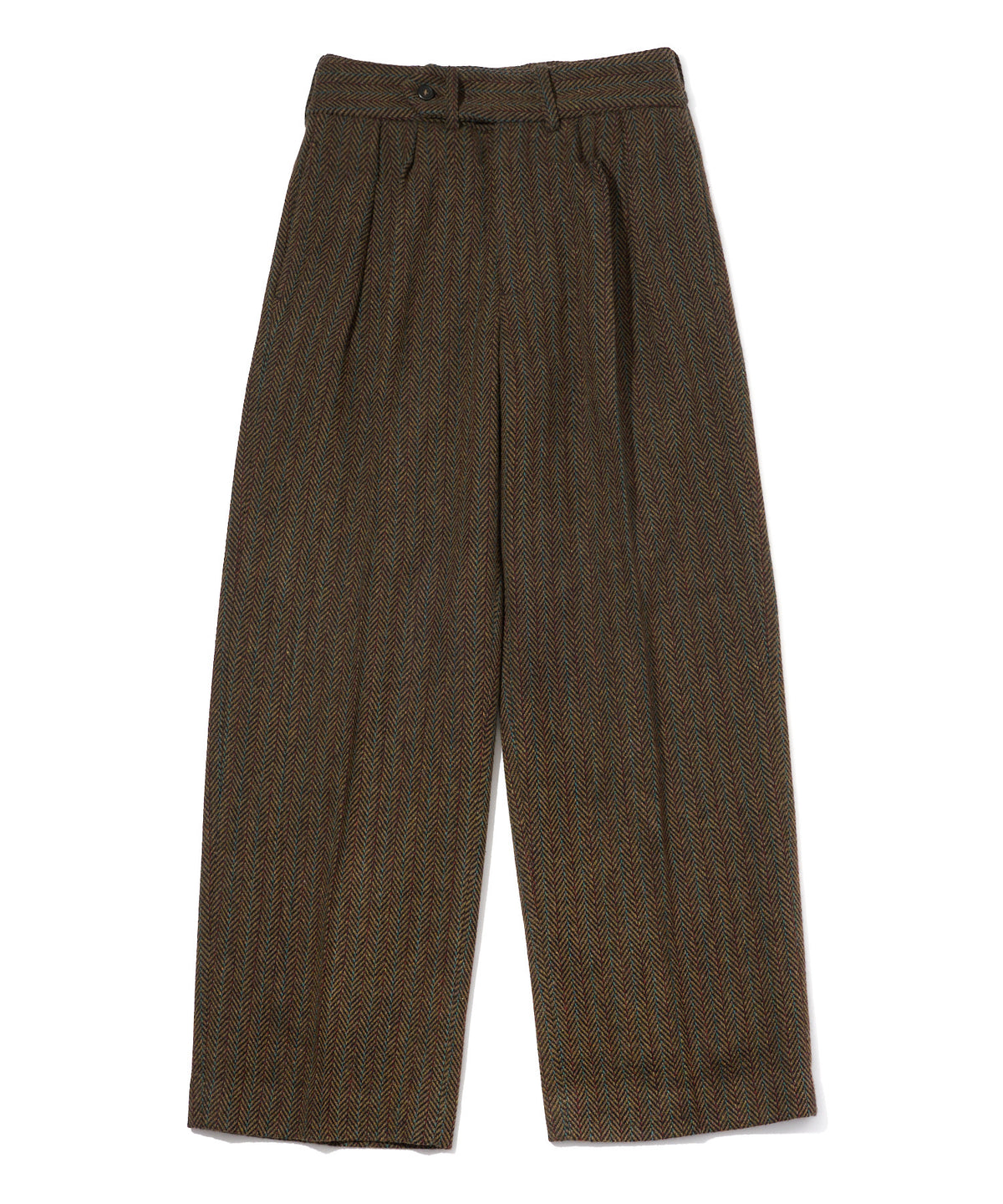 ヘリンボーンツイードスラックス[Brown]