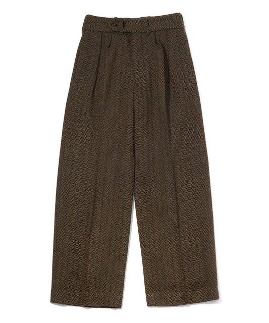 ヘリンボーンツイードスラックス[Brown]
